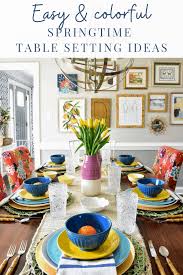 Set a charger at each seat. Easy Spring Dining Table Decor Ideas Kate Decorates