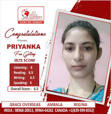 Todays IELTS results. Congratulations to Gagan, Priyanka and Kamalpreet for  attaining their desired scores. Team Grace wish all of you very best for  your future endeavors. Enroll to clear your IELTS in