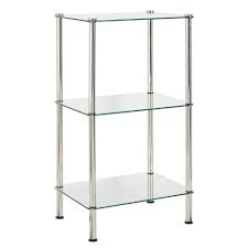 The wall unit has two shelves for your daily storage needs. Mdesign Bathroom Floor Storage Tower Unit 3 Tier Clear Glass Chrome Metal Target