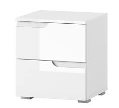 20 inch wide modern nightstand with optional wall mounting bracket included. Cellini White Gloss 2 Drawer Bedside Table S32