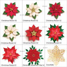 Christmas Paper Flowers Template Paper Poinsettia Flowers Etsy Christmas Paper Paper Flowers Christmas Crafts