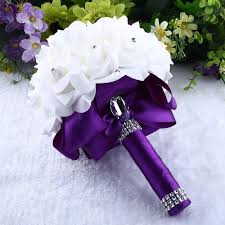 Simple wedding flower bouquets purple and lavender. Lavender N White Roses With Beads Crystals Wedding Bouquet Artificial Flowers Bridal Bouquet Accessories Weddings Valresa Com