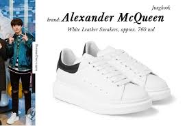Alexander Mcqueen White Leather Sneakers Bts Clothing White Leather Sneakers Bts Inspired Outfits