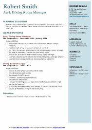 A listing on allmenus.com does not necessarily reflect our affiliation with or endorsement of the listed restaurant, or the listed restaurant's. Dining Room Manager Resume Samples Qwikresume