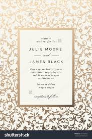 Black And Gold Wedding Invitations Templates Vintage Wedding Invitation Template With Golden Floral Background Vector Vintage Wedding Invitations Templates Wedding Invitations Vintage Wedding Invitations