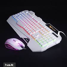 Havit Rainbow Backlit Wired Gaming Keyboard And Mouse Combo White Keyboard Pc Mouse Computer