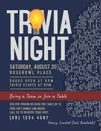M, t, w, t, f, s, s . Folleto De Plantilla De Trivia Noche Postermywall