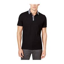 Alfani Mens Geometric Illusion Rugby Polo Shirt Deepblack S