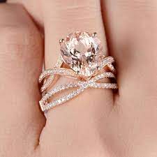 Pear Shaped Morganite Engagement Ring 4ct Rose Gold Bridal Set Etsy Morganite Engagement Ring Rose Gold Morganite Engagement Ring Rose Engagement Ring