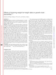 Pdf Effects Of Trimming Weight For Height Data On Growth