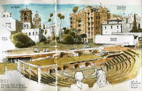 Malaga Roman Theatre Urban Sketching Sketches Photo
