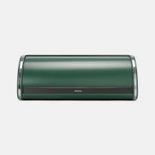 Fits 2 large loaves of bread or a variety of dinner rolls, bagels, and muffins. Roll Top Bread Bin Pine Green Brabantia