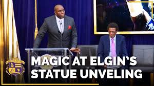 22 jersey retired in the rafters and his statue standing guard in. The Unveiling Of Elgin Baylor S Statue Looks Amazing Youtube
