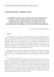 Noul cod de proceduri civile. Pdf Interpretation And Application Of European Union Law By The Court Of International Commercial Arbitration Attached To The Chamber Of Commerce And Industry Of Romania