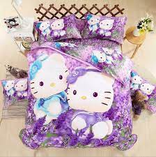 One twin/full size comforter measuring approximately 72 x 86 inches (183 x 218 cm). Purple Lavender Hello Kitty Kids Bedding Duvet Cover Bed Sheet Twin Full Queen Ebay
