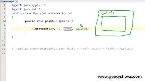 Draw Rectangle In Java Applet Hindi Youtube