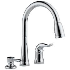 These faucets are ideal for charismatic and somewhat futuristic people. Single Handle Pull Down Kitchen Faucet With Soap Dispenser 16970 Sd Dst Delta Faucet