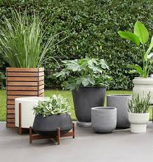 Populated with trees and displayed in a residential courtyard. Big Concrete Planters Modern Outdoor Pots Balcony Decoration Eco Friendly Garden Ideas