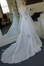 Vintage Celtic Wedding Dresses White And Pale Blue Colorful Medieval Bridal Gowns Scoop Neckl Pagan Wedding Dresses Celtic Wedding Dress Wedding Dresses Corset