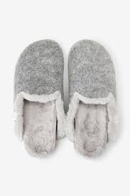 Grey Felt Cork Mule Slippers Wide Fit Sandals Womens Mules Slippers