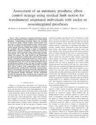 Pdf Assessment Of An Automatic Prosthetic Elbow Control Strategy Using Residual Limb Motion For Transhumeral Amputated Individuals With Socket Or Osseointegrated Prostheses