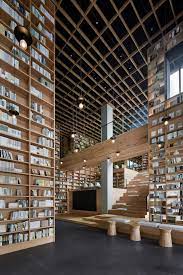 beijing fenghemuchen space design builds yue library as wooden forest of books in hangzhou library architecture building design public library design
