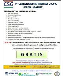 Chang shin indonesia dan pt. Terkini Pt Changshin Reksa Jaya Garut