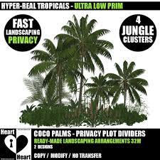 Sims 4 leaning palm tree. Second Life Marketplace Palm Trees Coco Palm Tropical Privacy Plot Dividers 32m