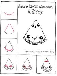Draw A Kawaii Watermelon Slice Cute Easy Drawings Easy Drawings Cute Kawaii Drawings