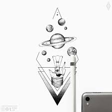 Space tattoo mini drawings mini tattoos cool art drawings tattoos planet tattoos body art tattoos cute please don't judge this drawing too hard, had a stressful day and does this one to… Planets And Lightbulb Geometric Tattoo Galaxy Geometric Tattoo Planets Planet Tattoos