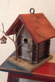 Red Roof Log Birdhouse With Small Mosquito House Bird House Cool Bird Houses Bird Houses