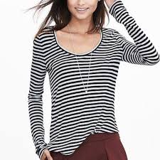 Black And White Striped Long Sleeve Shirt Womens Sold Banana Republic Micro Stripe Top Long Sleeve Black Tee Striped Top Black Long Sleeve Top