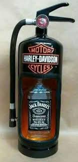 Harley Davidson Whiskey Holder Using An Old Fire Extinguisher Harley Davidson Decor Jack Daniels Harley Davidson