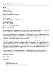 Medical Office Assistant Cover Letter Sample Sample Cover Letter