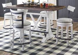 Whether you want a chrome or brushed metal. Valebeck Brown Counter Height Dining Table W 4 Backed White Barstools Curly S Furniture