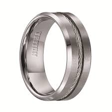 Curtis Tungsten Wedding Band With Steel Cable Inlay By Triton Rings 8mm On Sale Overstock 16739750