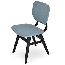 Hazal Wood Dining Chair Set Of 2 By Sohoconcept Smoke Blue Camira Wool Quilted On Wenge Beech Wood Blue Chair Side Chairs Dining Chair