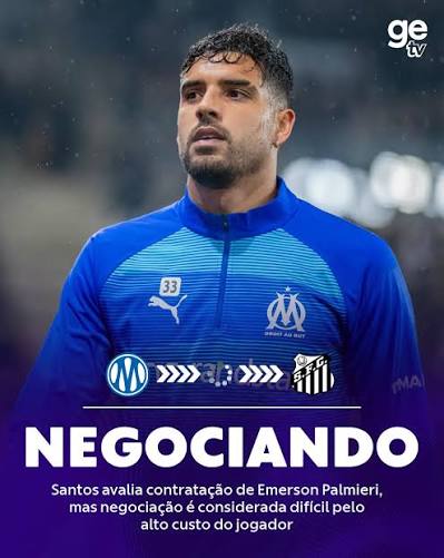 SANTOS NEGOCIA A VOLTA DE EMERSON PALMIERI! 🚨🐋 O Santos abriu conversas para repatriar o lateral-esquerdo Emerson Palmieri, atualmente no Olympique de Marseille. A negocia&ccedil;&atilde;o, por&eacute;m, &eacute; considerada dif&iacute;cil pelo alto custo