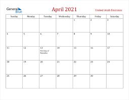 Choose a time that works for you. United Arab Emirates April 2021 Calendar With Holidays