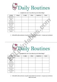 daily routines adverbs of frequency esl worksheet by jessisun