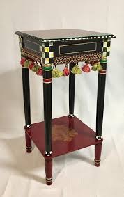 Whimsical Painted Table Painted End Table Custom Painted End Tablepainted Furniture Hand Painted Home Decor Painted End Tables Funky Painted Furniture Hand Painted Furniture