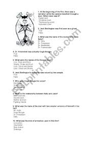 Last christmas i gave you my heart. that's it. English Worksheets Hnightmare Before Christmas Trivia Tes