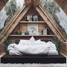30 Stunning Small Attic Bedroom Design Ideas A Frame House House Design Tiny House Cabin