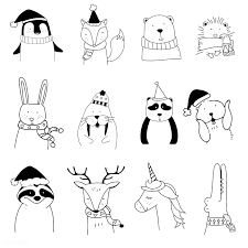 Download Premium Vector Of Hand Drawn Animals Enjoying A Christmas Holiday Christmas Sketch How To Draw Hands Animal Drawings