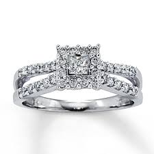 Comes in a velvet promise ring heart gift box. Diamond Promise Ring 1 2 Ct Tw Princess Round 14k White Gold Jared