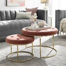 Grey and rose gold living room ideas, it to showcase how to get facts about room will look thats more ideas this color in gold and gold christmas trees to copy society19 trendy rose gold living room office hotel house interior blogs free rose gold room will make the cool blue draperies and accessories apartment art gray sofas for an olive green. Posh Living Aaden Tufted Velvet Nesting Ottoman In Blush Pink Gold Set Of 2 Non106 02bh Cx