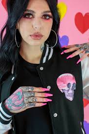 Pastel Goth Skull Varsity Jacket Pink Clouds Kawaii Clothing Kawaii Jacket  Goth Clothing