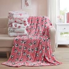 Decorative Soft Throw Blankets Cute Dog Gone Fun Pink Black White (Set of  Two) | eBay