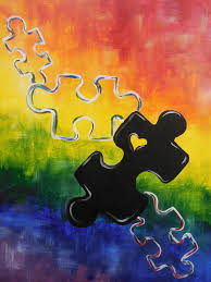 Painting Ideas For Beginners Jigsaw Puzzle Pieces Background With All Colors Of The Rainbow Cute Canvas Paintings Painting Art Projects Canvas Painting Diy