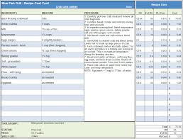 menu recipe cost spreadsheet template